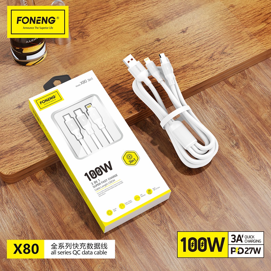 X80 1.2M 3-in-1 Cable (100W)