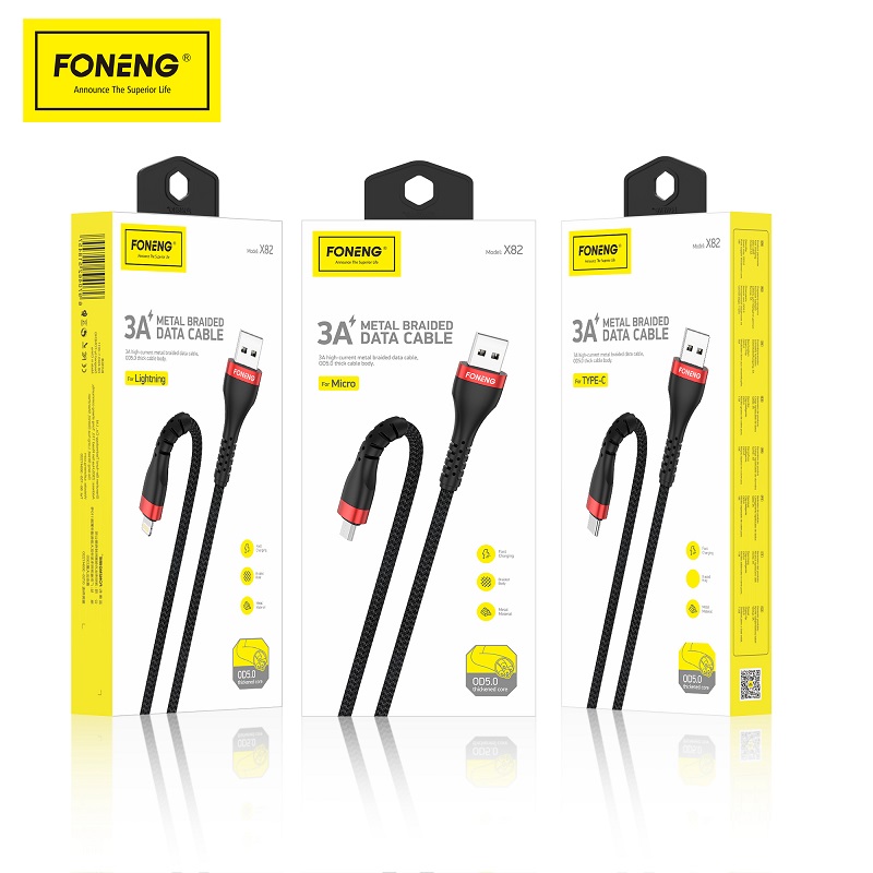 X82 1M Metal Head Braided Cable (3A) TYBC