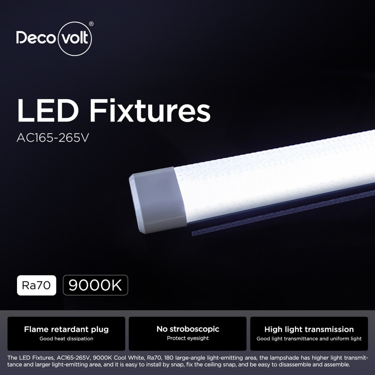 شمعة 3 خط 90W-9000Kكفر شفاف ديكوفولت 0368